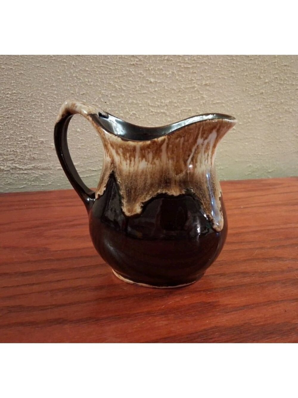 Vintage Roseville RRP Co Brown Tan Drip Glaze Pottery Pitcher Creamer Small USA